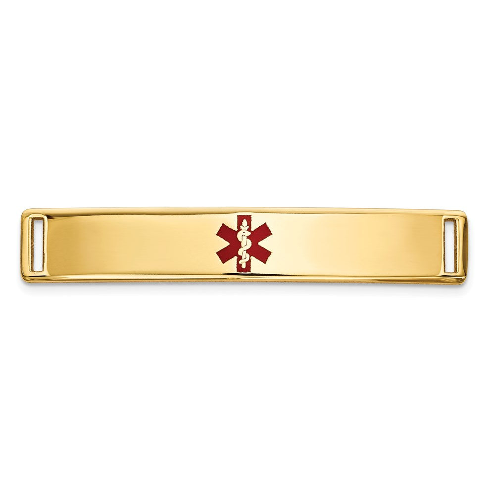 14K 35x Centered Red Epoxy Enameled Medical ID Plate # 817