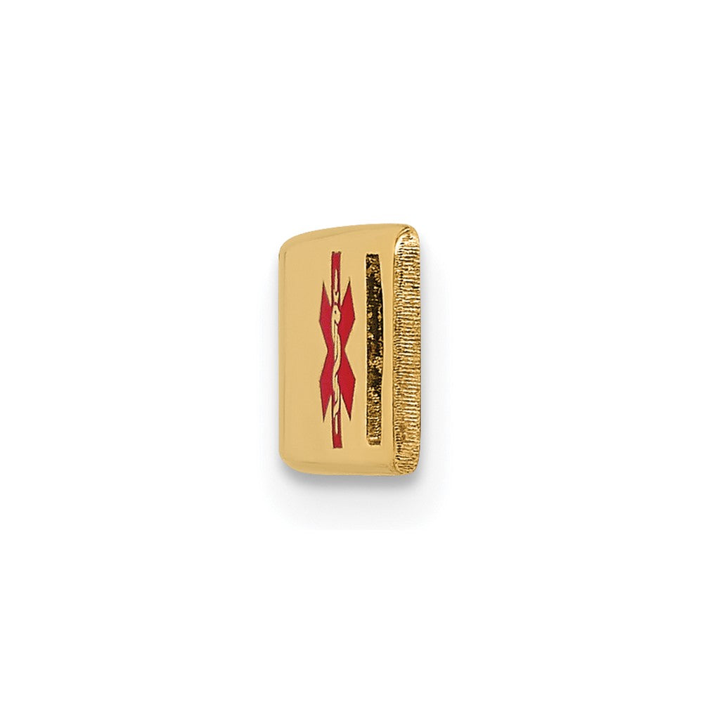 14K 34x Off-Center Red Epoxy Enameled Medical ID Plate # 817