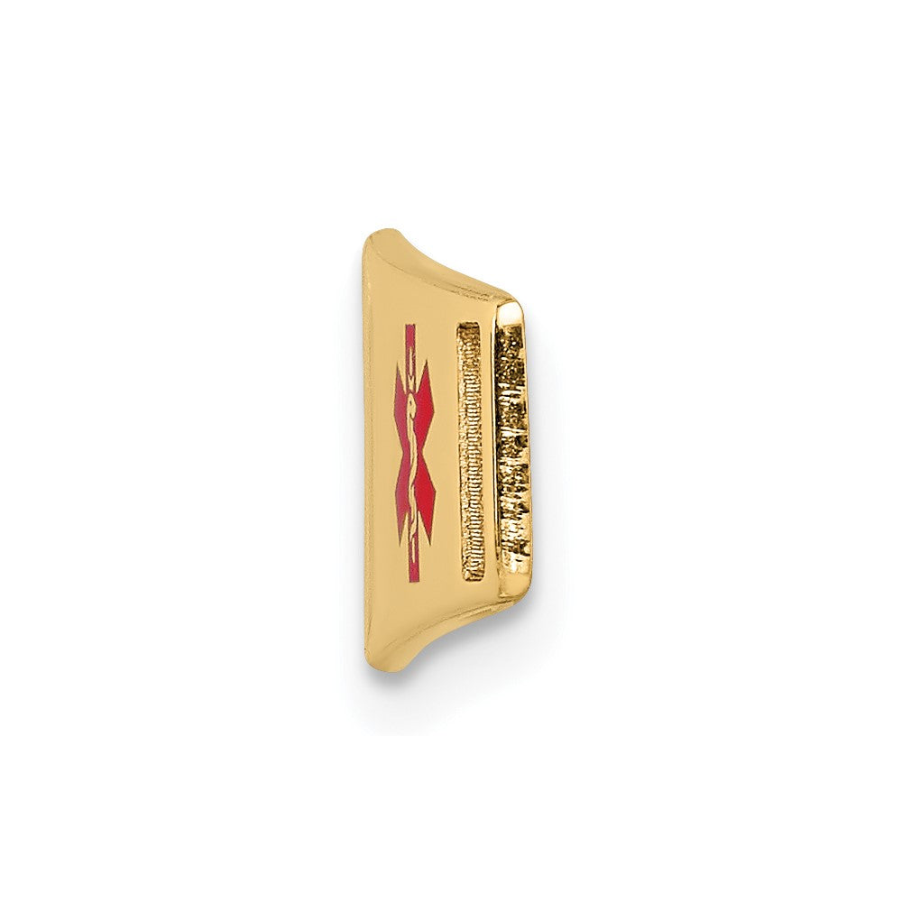 14K 36x Off-Center Red Epoxy Enameled Soft Diamond Shape Medical ID Plate # 818