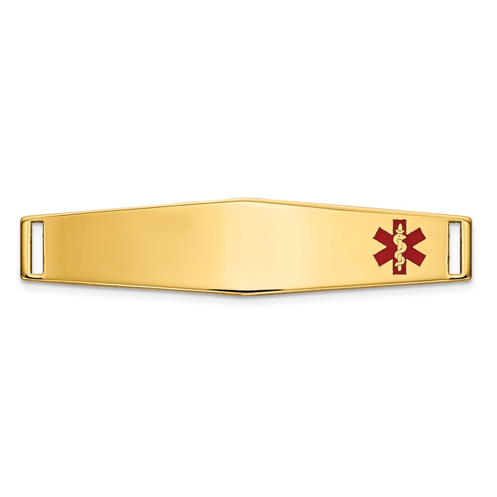 14K 36x Off-Center Red Epoxy Enameled Soft Diamond Shape Medical ID Plate # 818