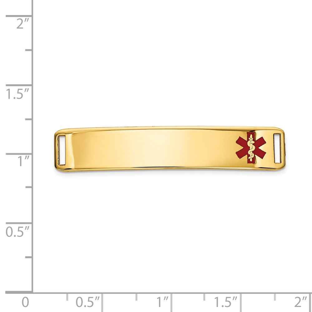 14K 38x Off-Center Red Epoxy Enameled Medical ID Plate # 819