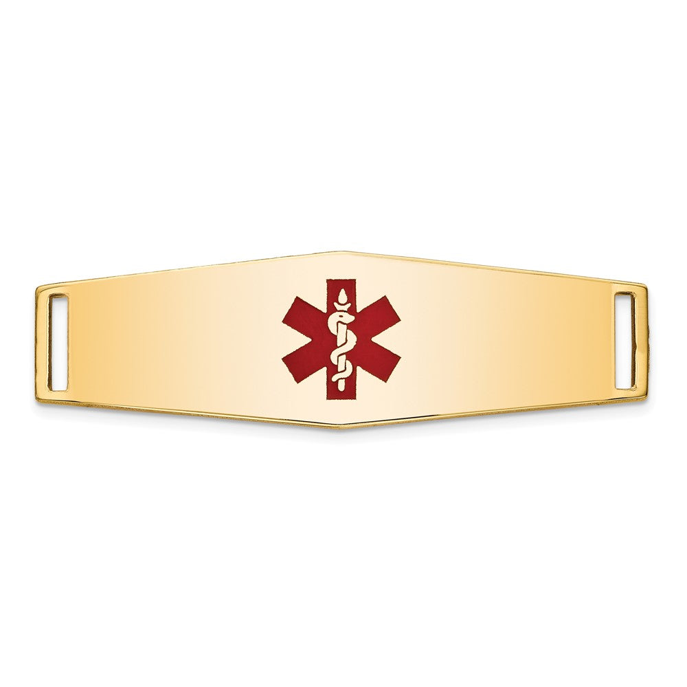 14K 39x Centered Red Epoxy Enameled Soft Diamond Shape Medical ID Plate # 820