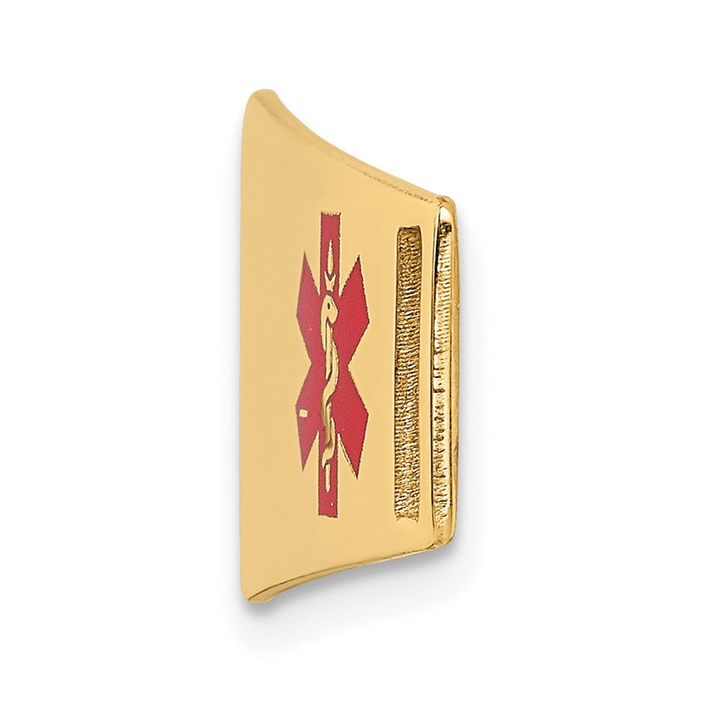 14K 39x Off-Center Red Epoxy Enameled Soft Diamond Shape Medical ID Plate # 820
