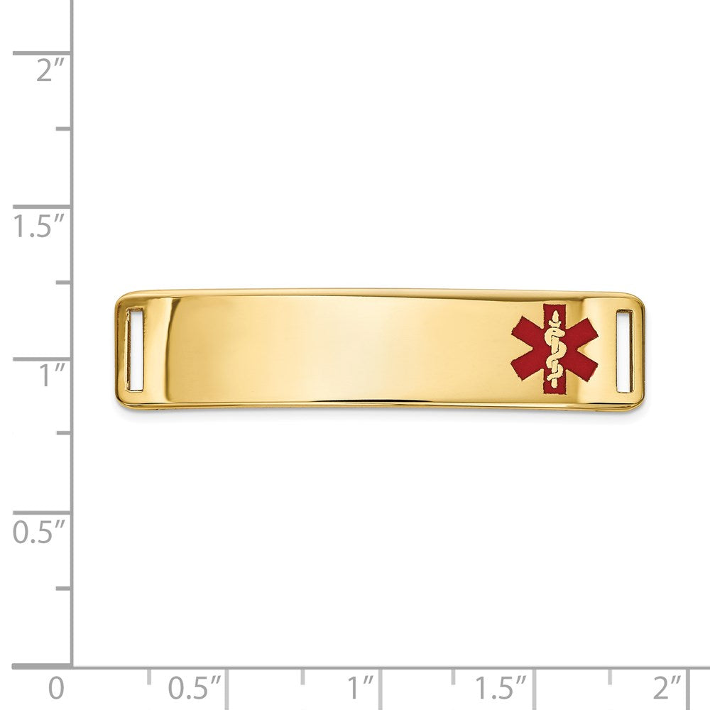 14K 39x Off-Center Red Epoxy Enameled Medical ID Plate # 820