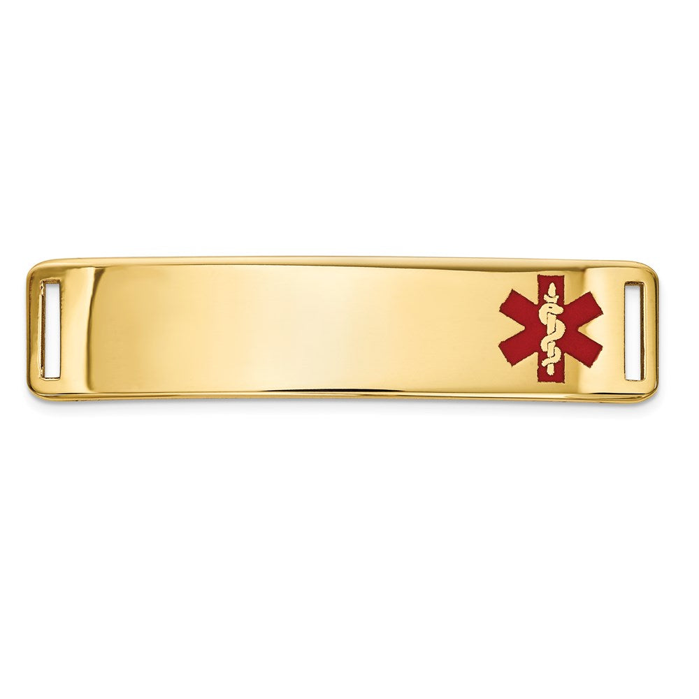 14K 39x Off-Center Red Epoxy Enameled Medical ID Plate # 820