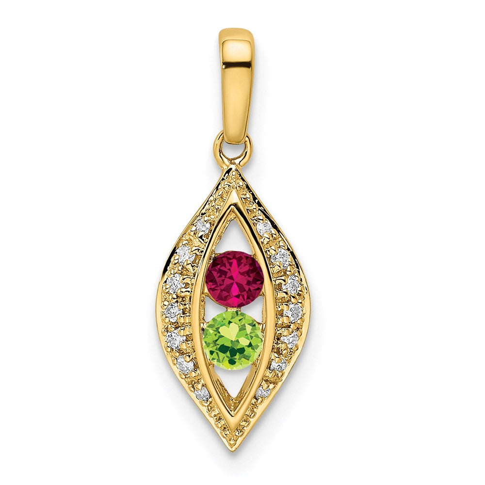 14K Family Jewelry Genuine Stone & Diamond Set Pendant