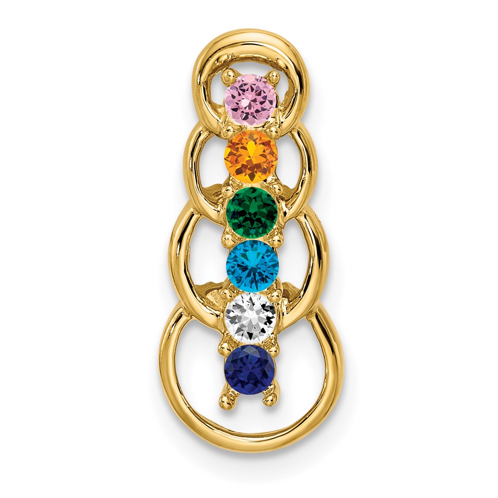 14k 6 Synthetic Stone Family Pendant
