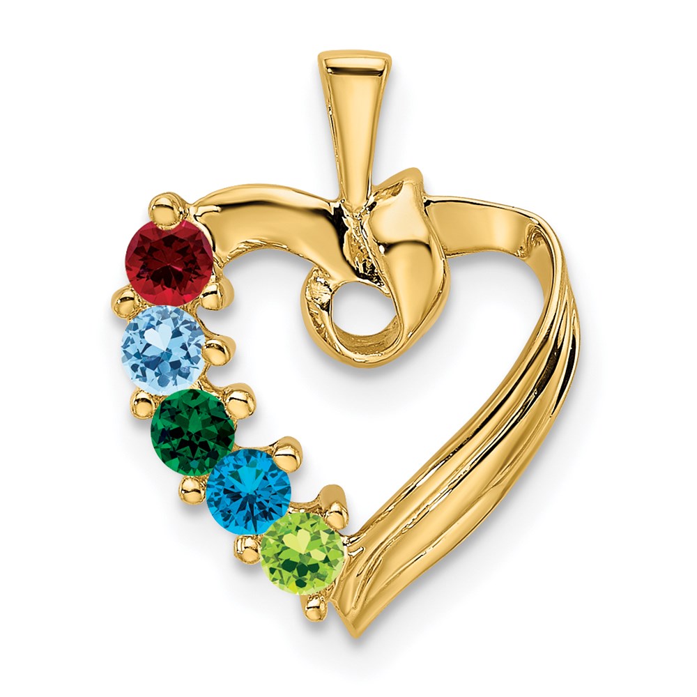 14k 5 Synthetic Stone Family Pendant