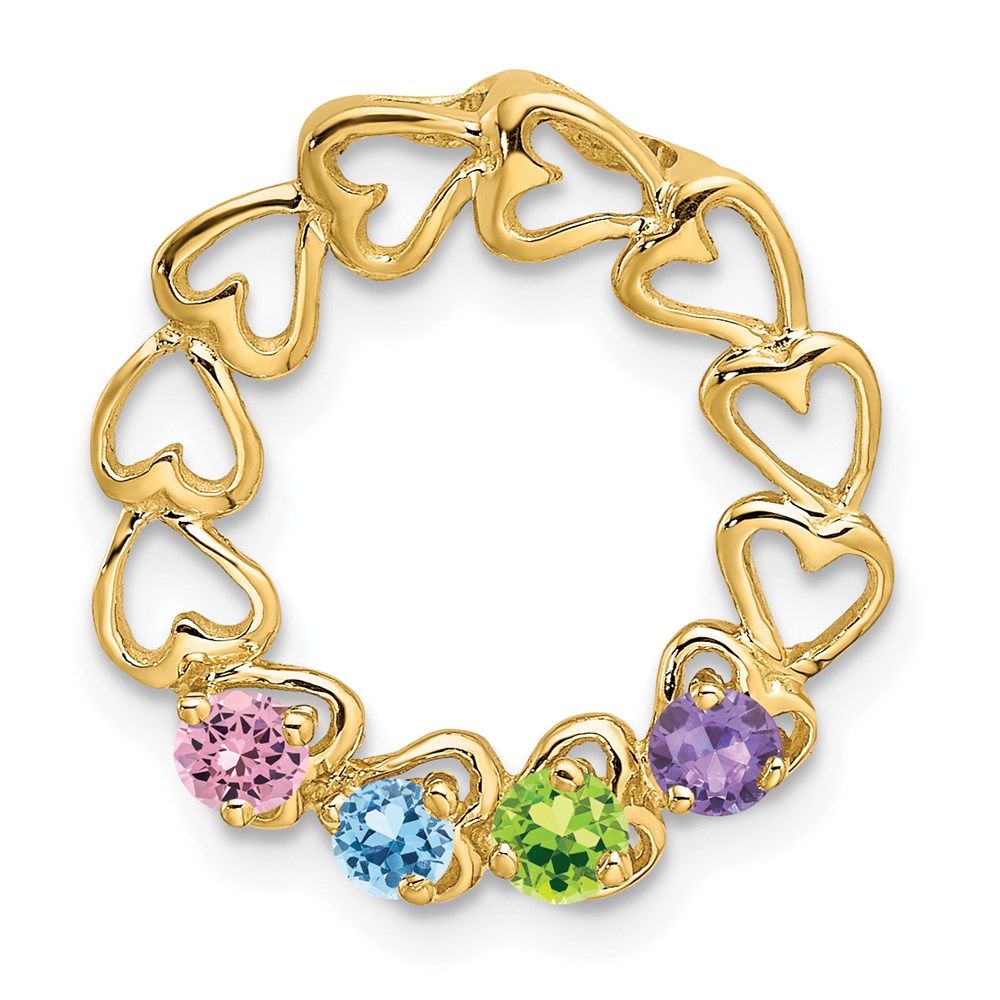 14ky 4 Genuine Stone Family Pendant