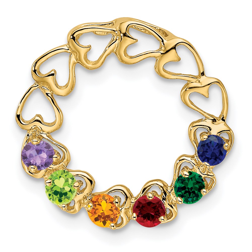 14k 6 Genuine Stone Family Pendant