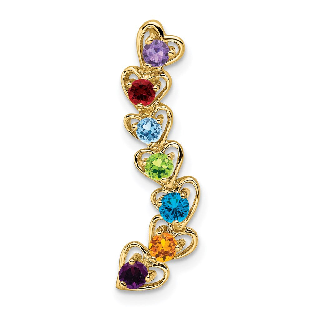 14k 7 Genuine Stone Family Pendant