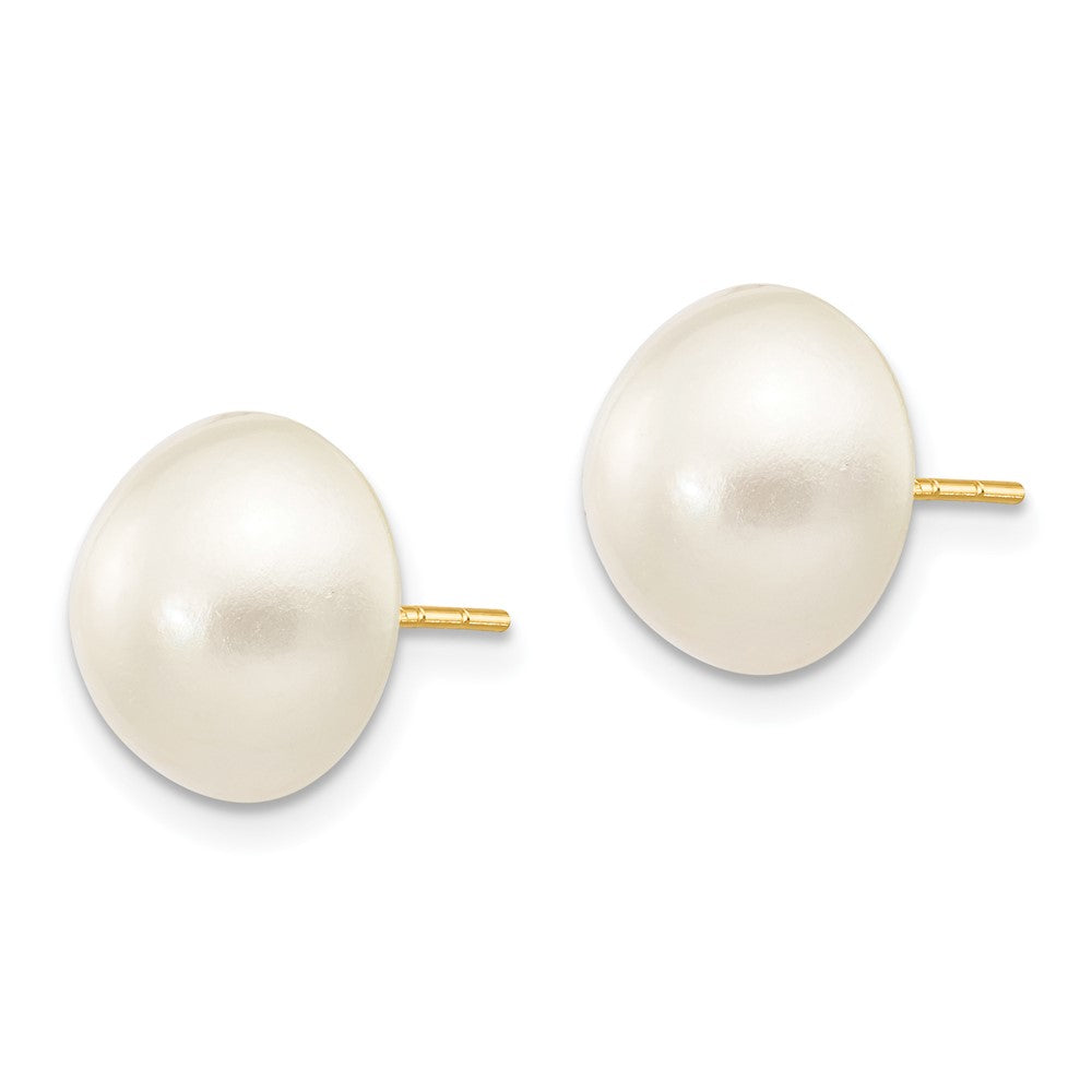 14k 10- White Saltwater Cultured Mabe Pearl Post Earrings
