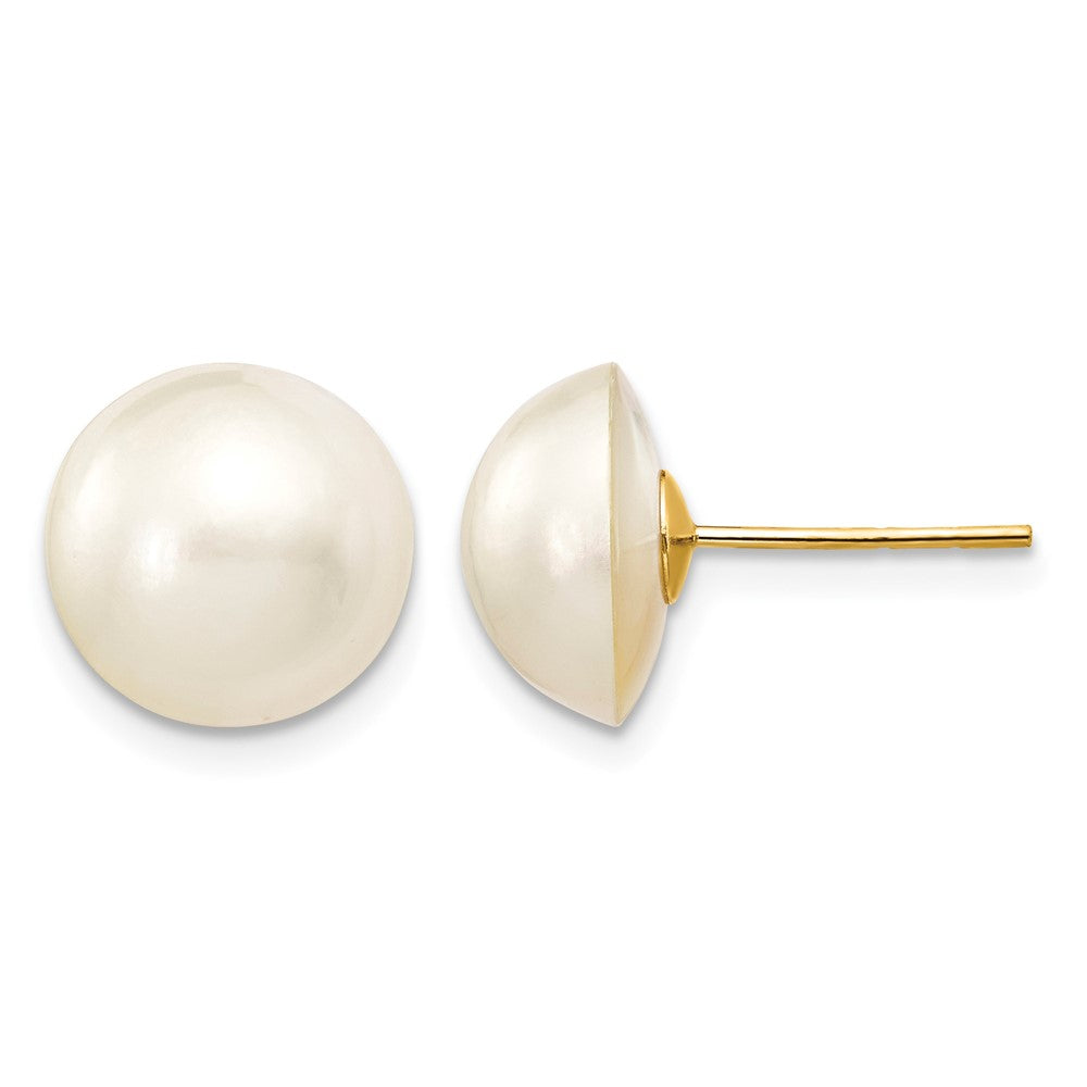 14k 10- White Saltwater Cultured Mabe Pearl Post Earrings