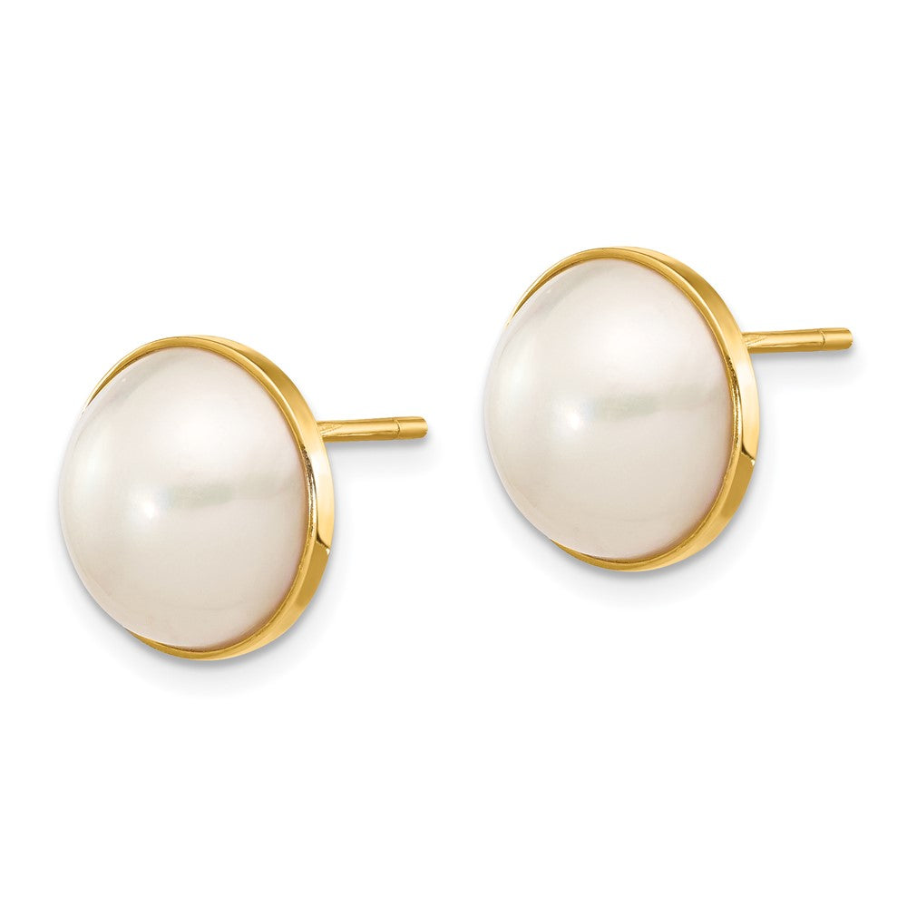 14k 9- White Freshwater Cultured Mabe Pearl Post Earrings