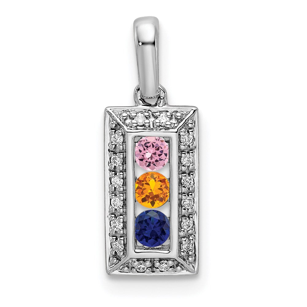 14KW Family Jewelry Synthetic Stone & Diamond Set Pendant