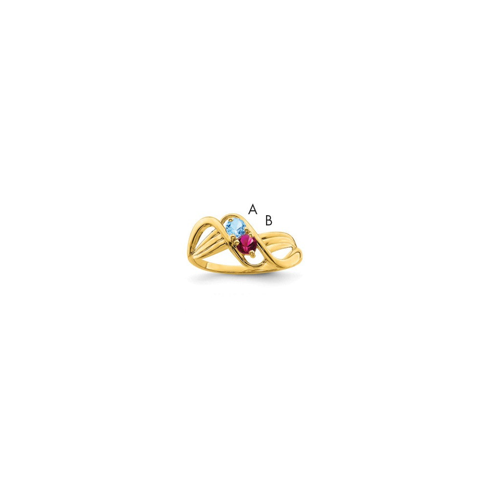 14k Synthetic 2 stone Family Jewelry Ring