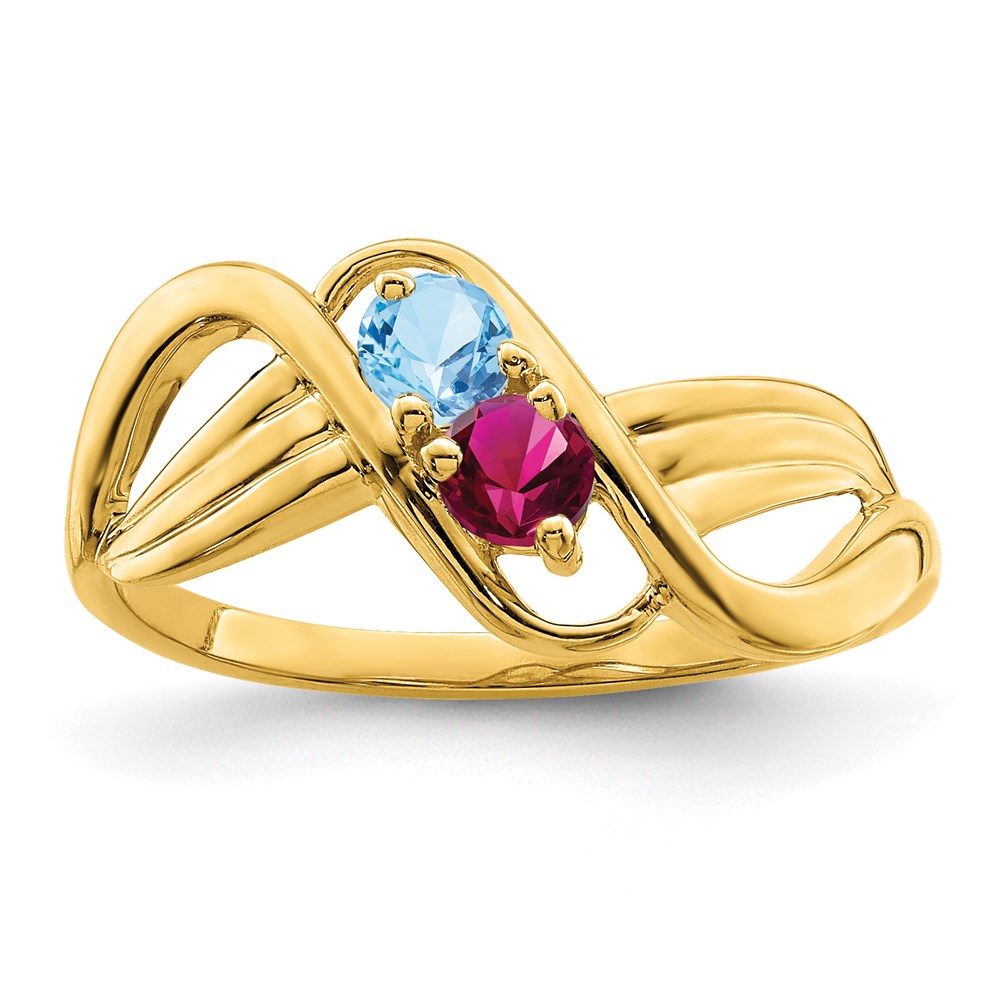 14k Synthetic 2 stone Family Jewelry Ring