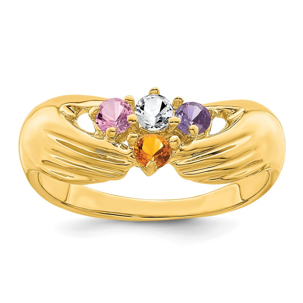 14k 4 Synthetic Stone Family Ring