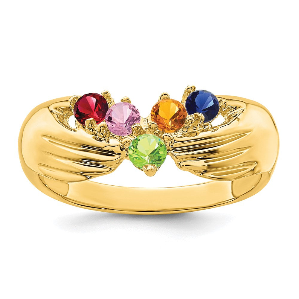 14k 5 Synthetic Stone Family Ring