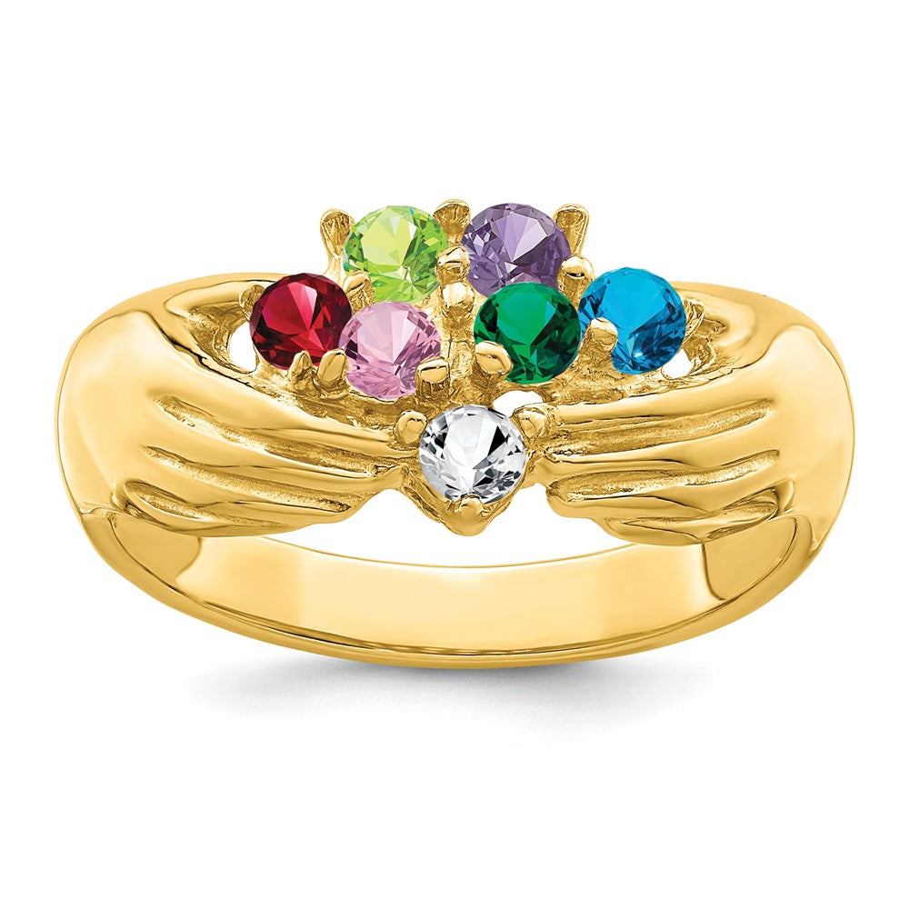 14k 7 Genuine Stone Family Ring