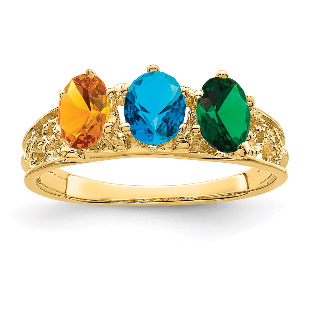 14k 3 Genuine Stone Family Ring