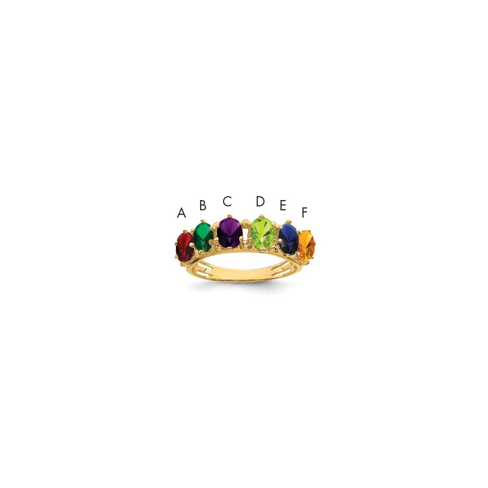 14k 6 Synthetic Stone Family Ring