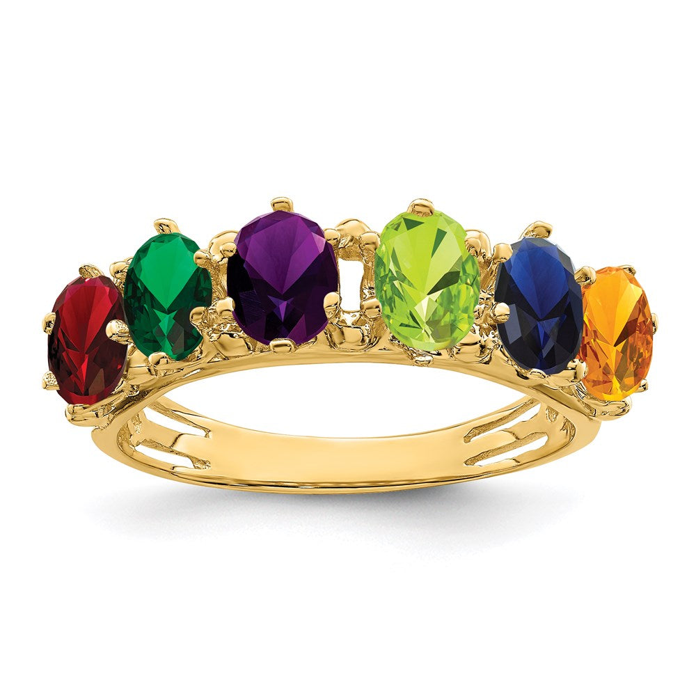 14k 6 Synthetic Stone Family Ring