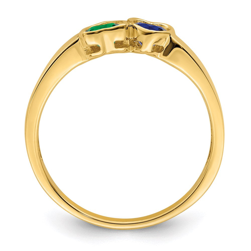 14k Personalized 2-Name Genuine 2 Stone Couple's Ring