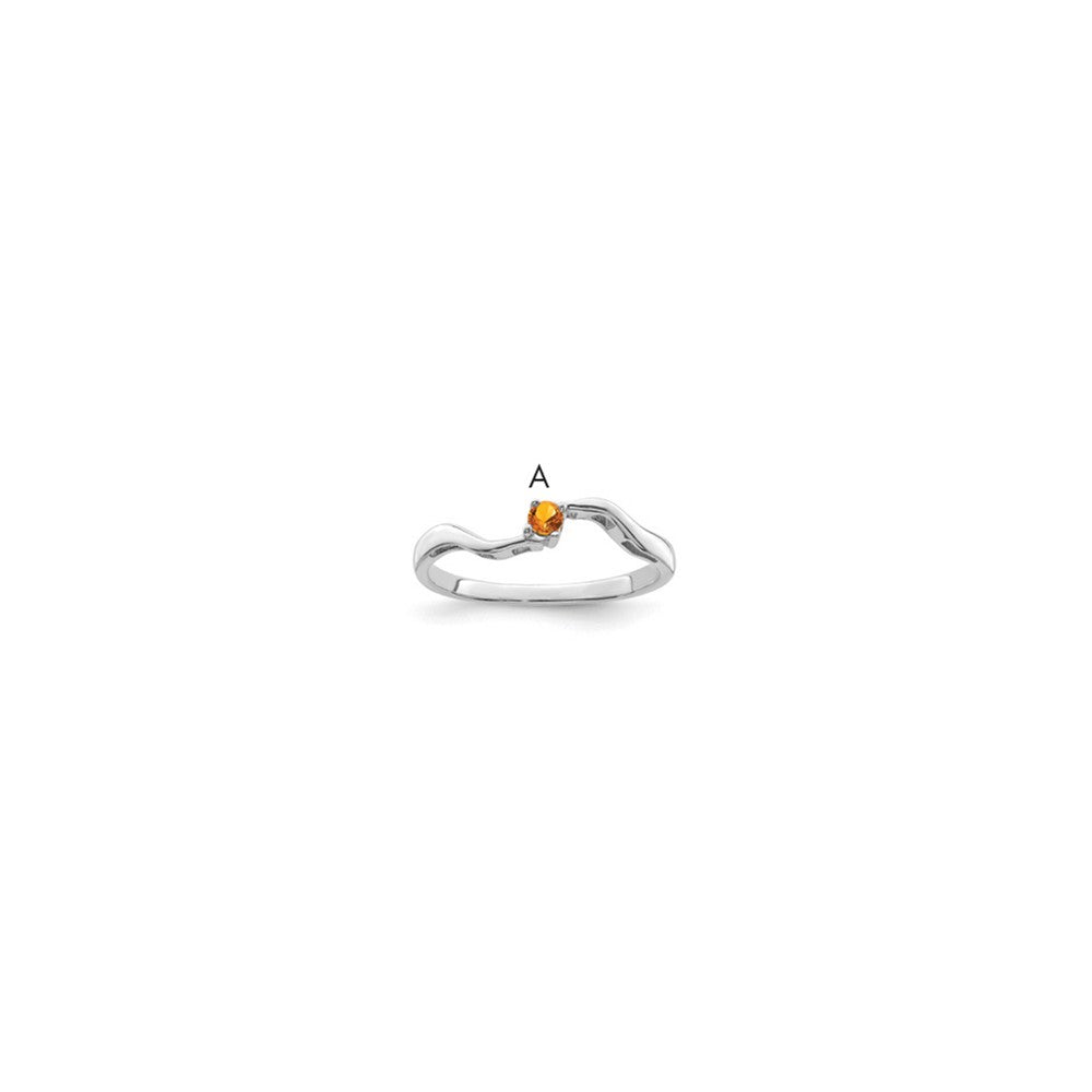 14k White Gold Genuine 1 Stone Mother's Ring