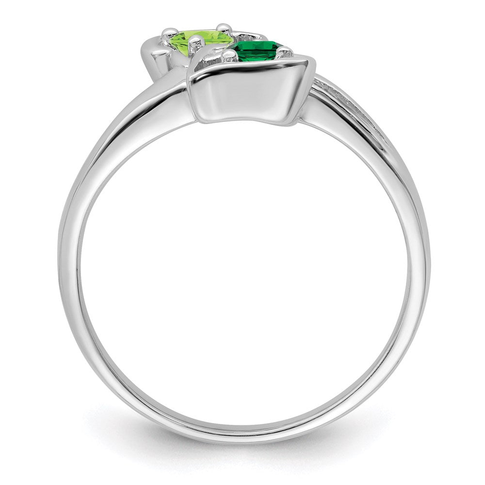 14KW Personalized 2-Name Diamond and Genuine 2 Stone Couple's Ring