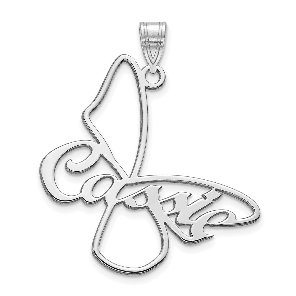 Sterling Silver/Rhodium-plated Large Butterfly with Name Pendant