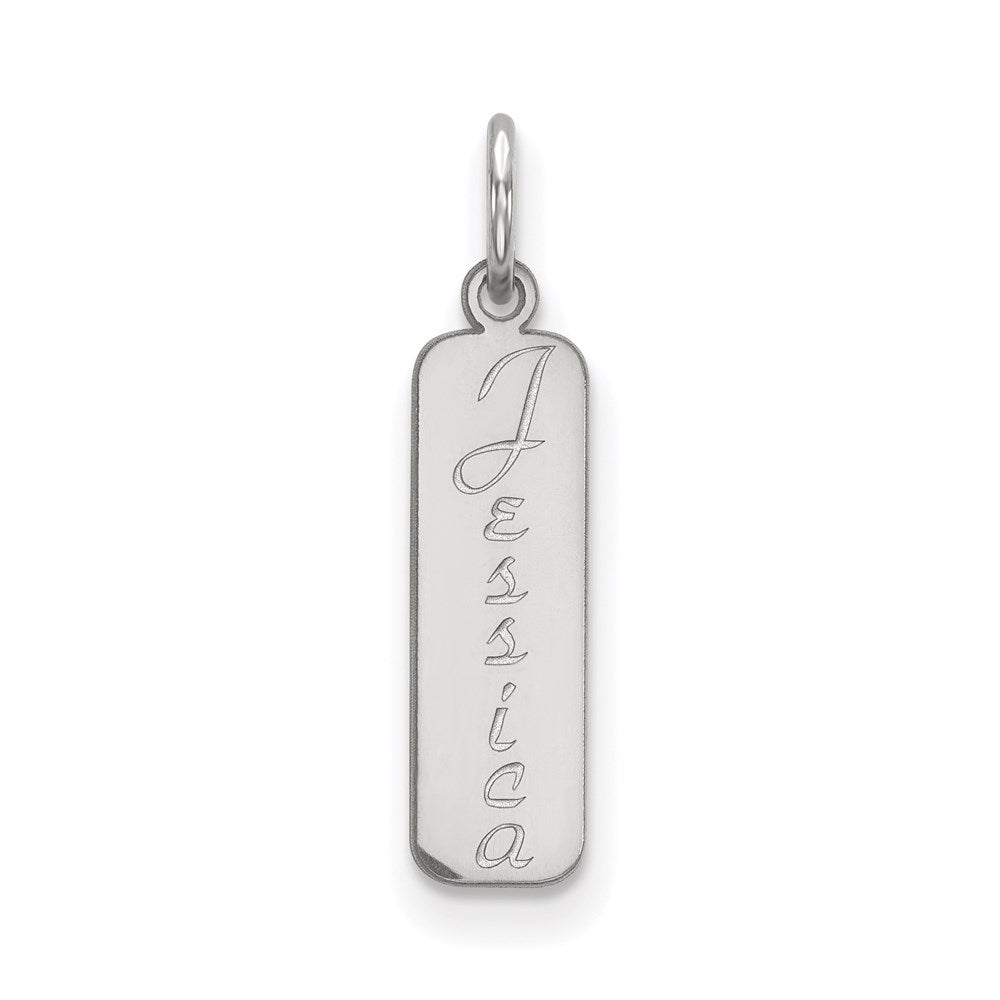 Sterling Silver/Rhodium-plated Script Font Name Bar Charm