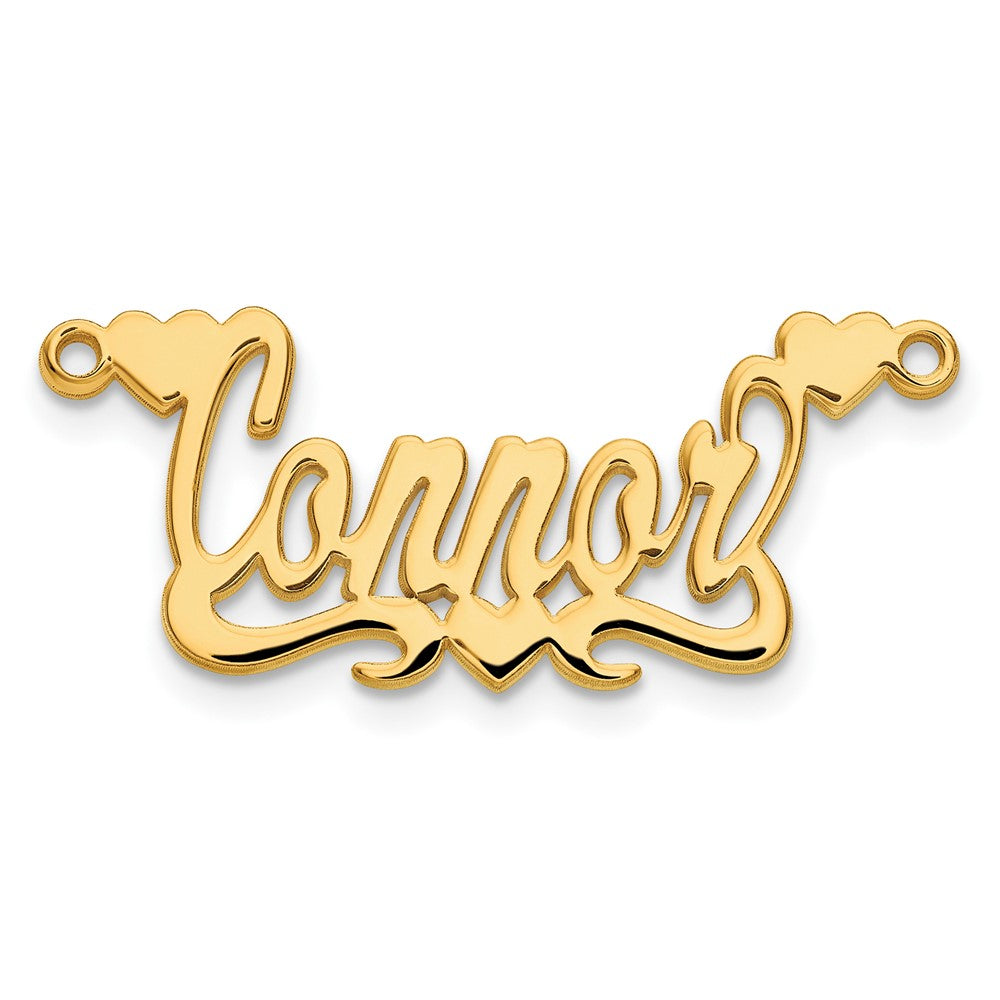 14k Yellow Gold Polished Hearts Name Plate