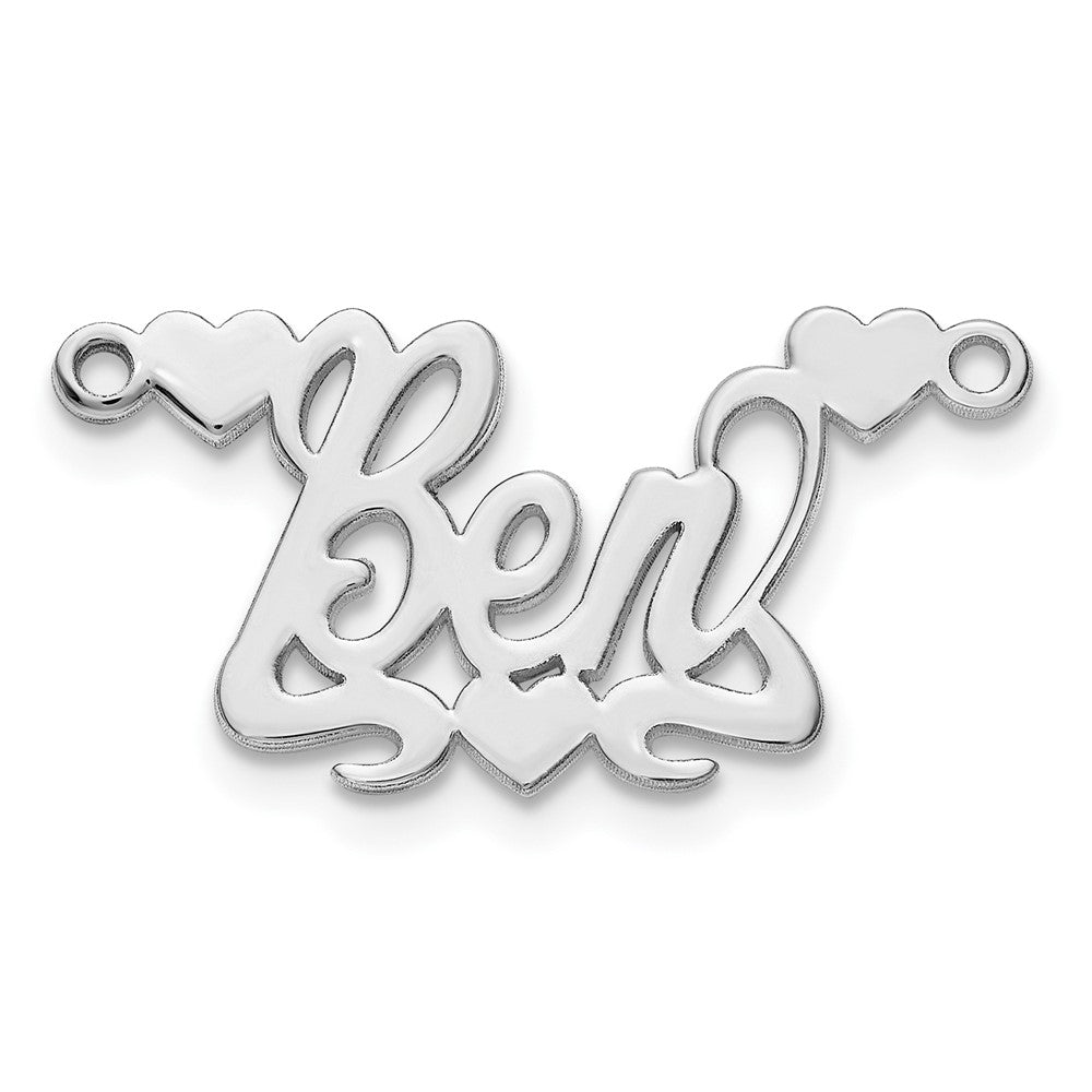 Sterling Silver/Rhodium-plated Polished Hearts Name Plate