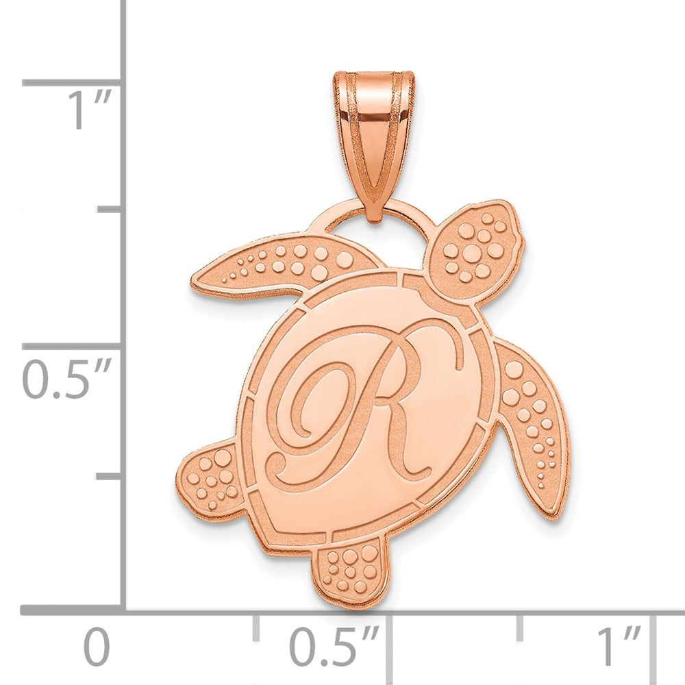 14k Rose Gold Sea Turtle Initial Pendant