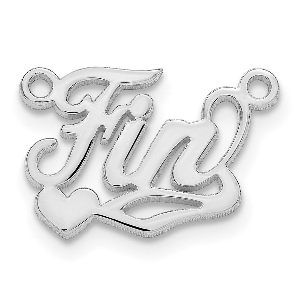 Sterling Silver/Rhodium-plated Polished Heart Name Plate