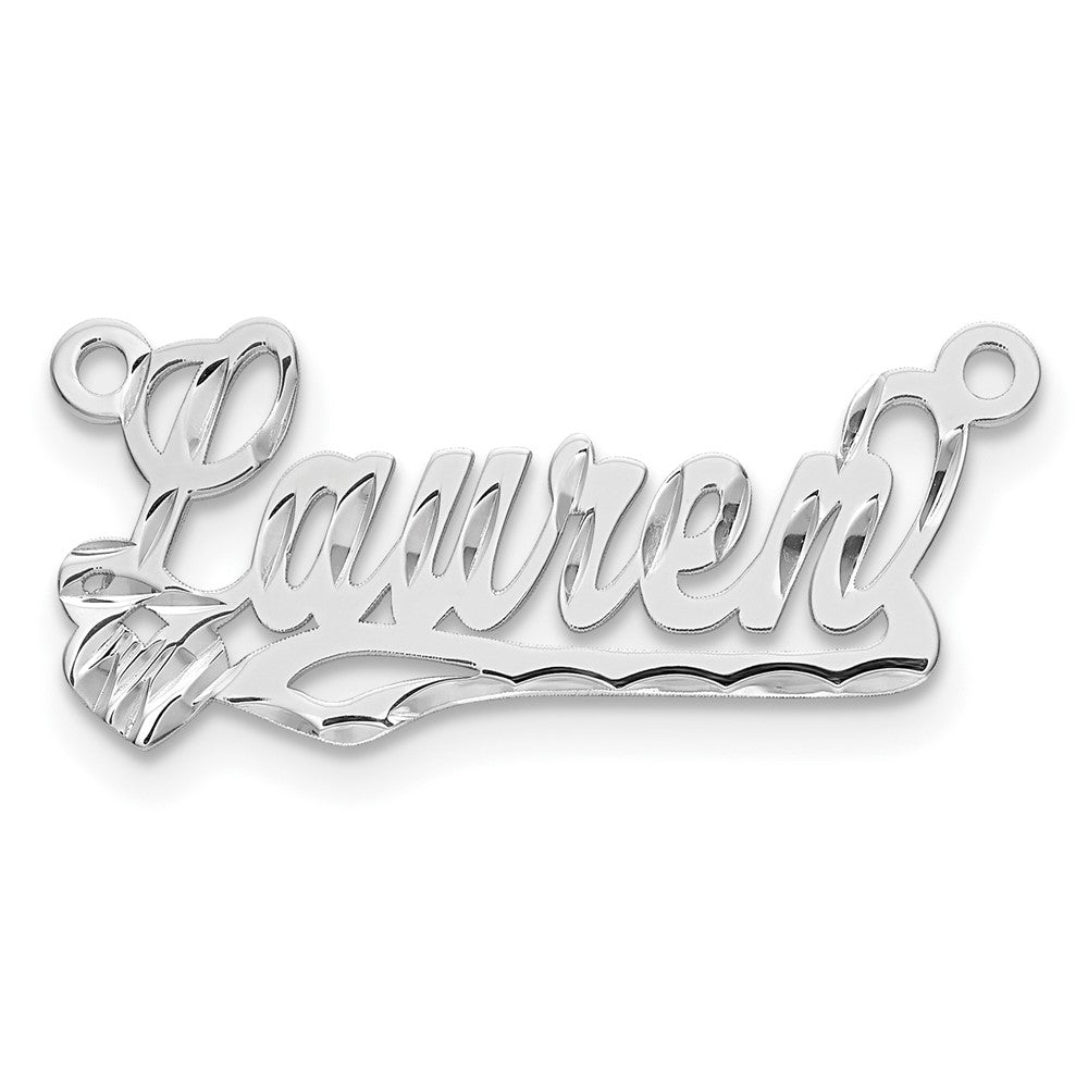 Sterling Silver/Rhodium-plated Diamond-cut Heart Name Plate