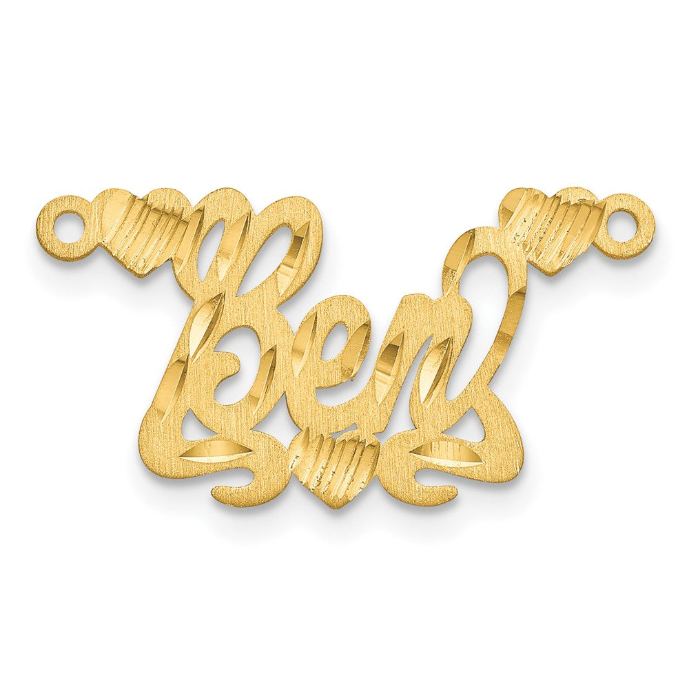14k Yellow Gold Satin Diamond-cut Hearts Name Plate
