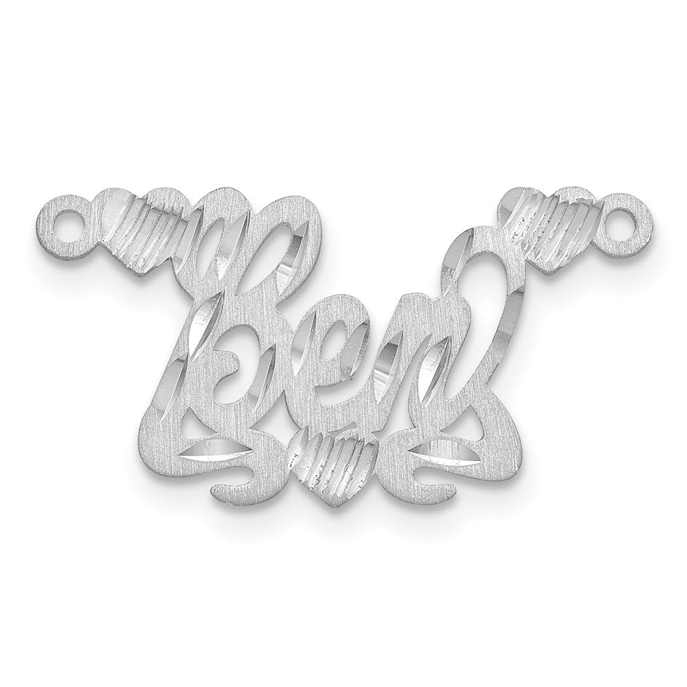 Sterling Silver/Rhod-plated Satin Diamond-cut Hearts Name Plate