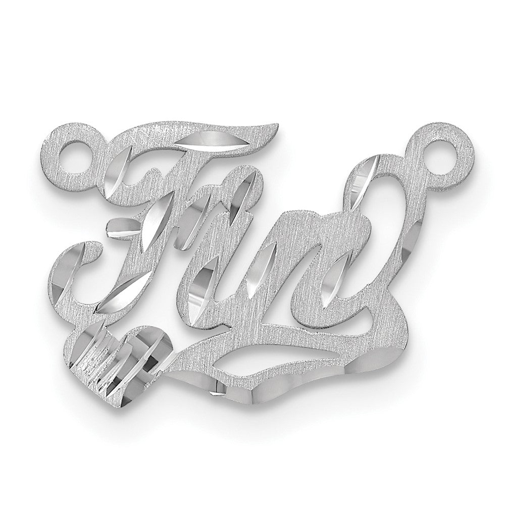 10k White Gold Satin Diamond-cut Heart Name Plate