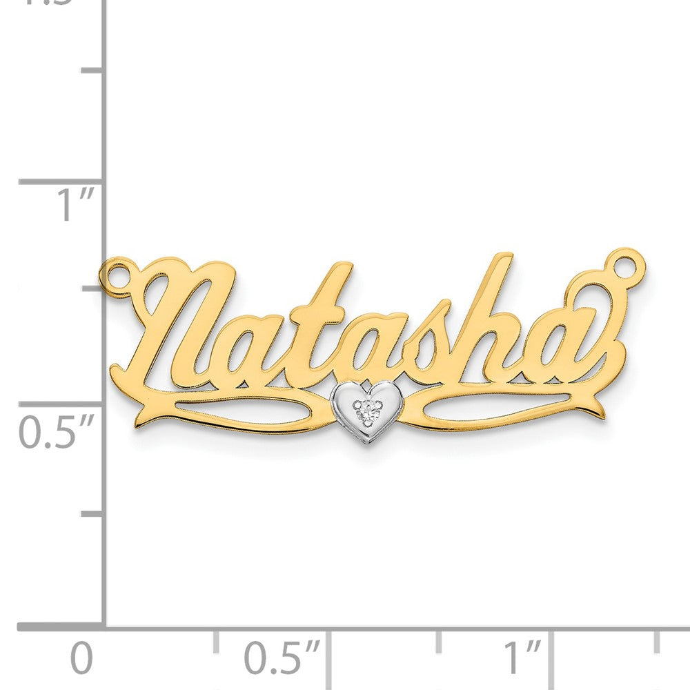 14k Two-tone 3D with Heart Diamond Name Plate
