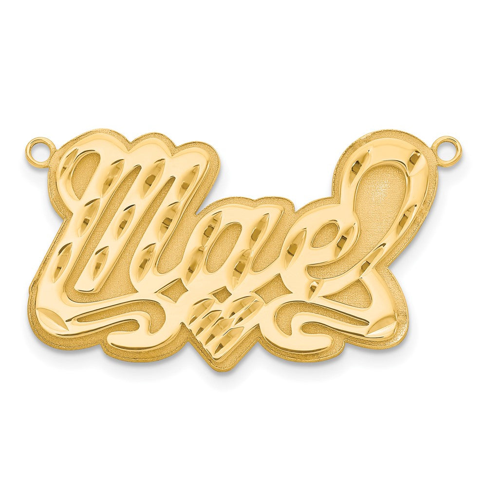 14k Yellow Gold 3D Diamond-cut Heart Name Plate