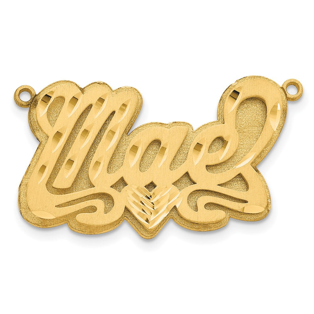 14k Yellow Gold 3D Satin Diamond-cut Heart Name Plate