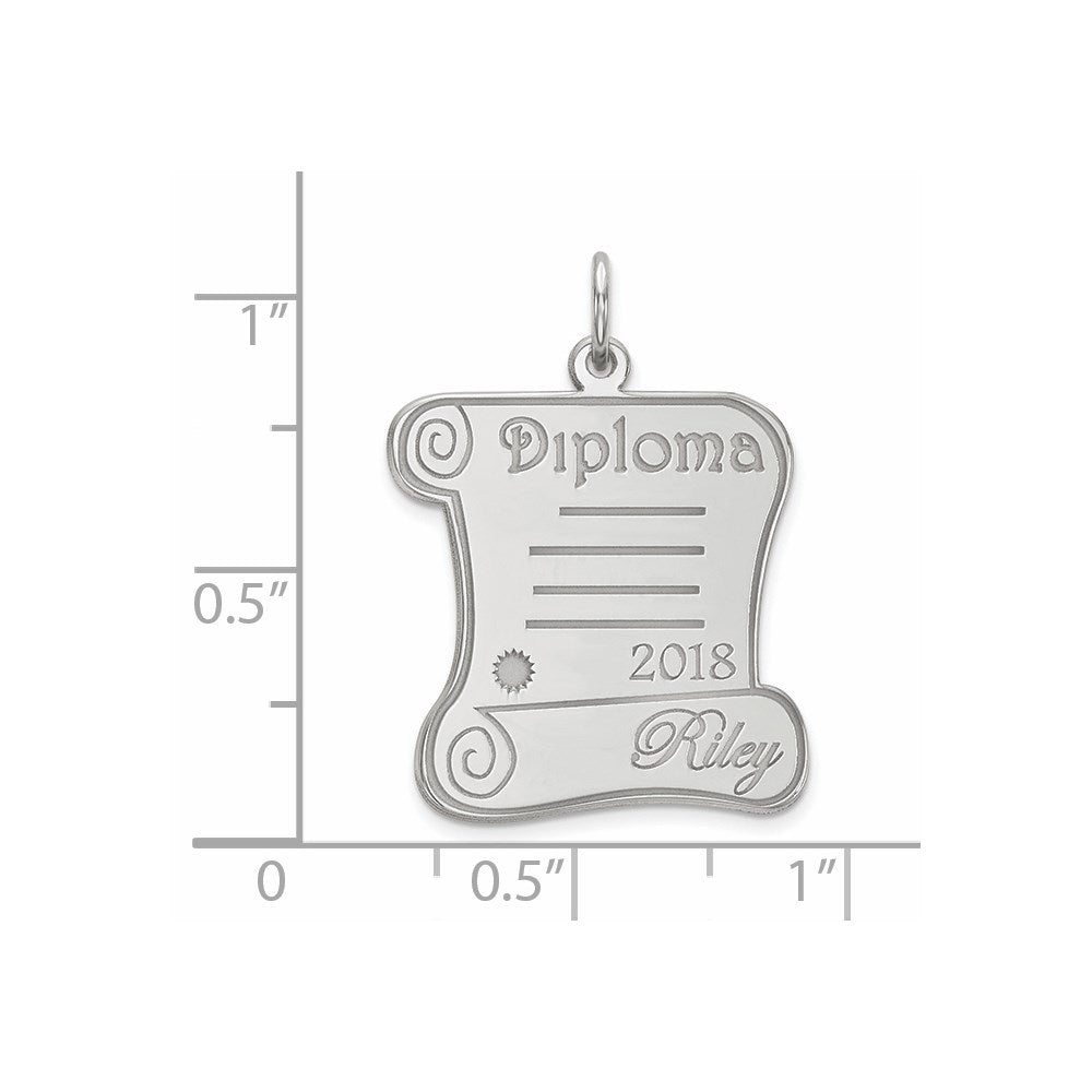 14k White Gold Personalized DIPLOMA Charm