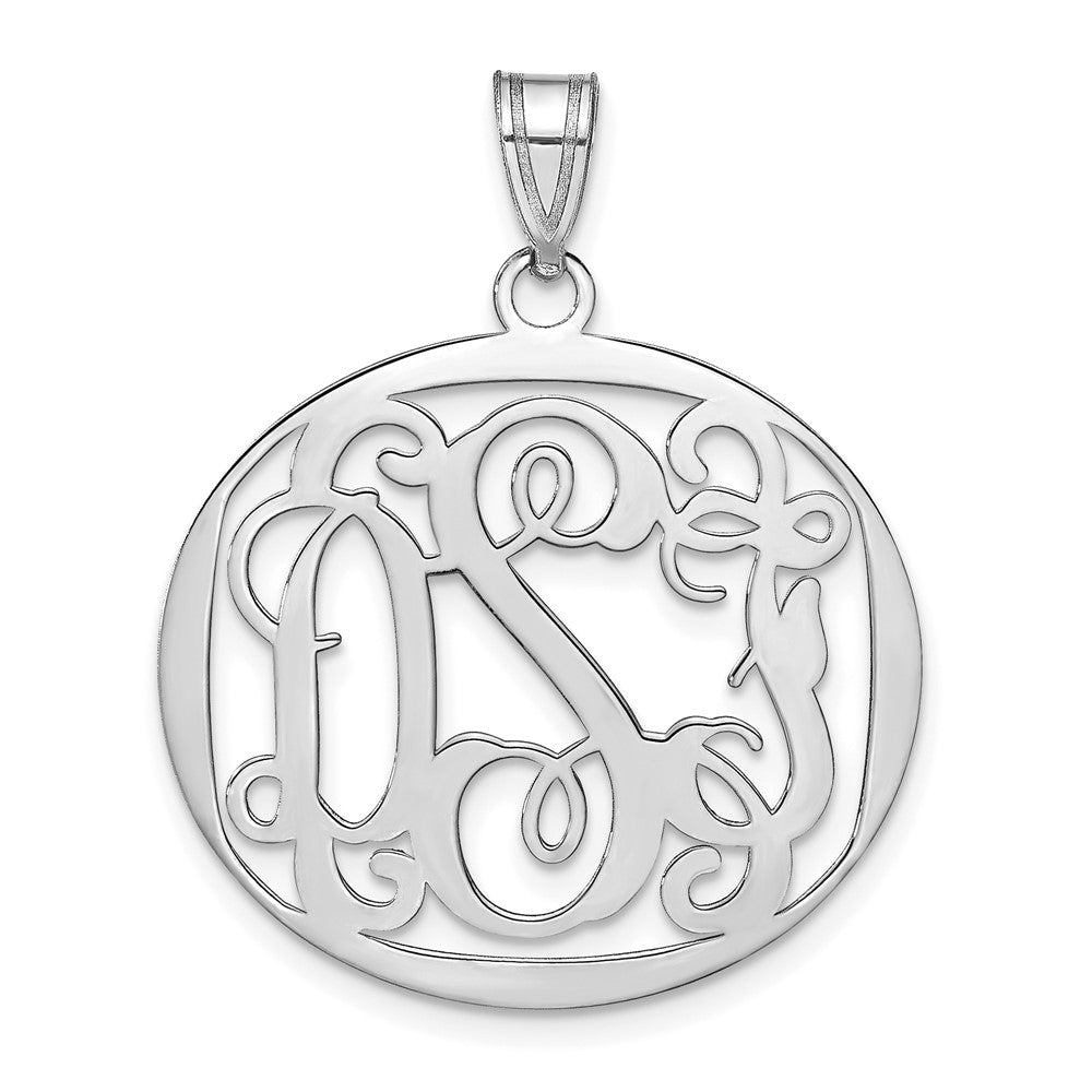 Sterling Silver/Rhodium-plated Round Monogram Pendant