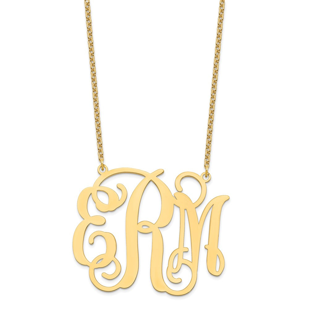 Sterling Silver/Gold-plated Polished Cut Out Monogram Necklace