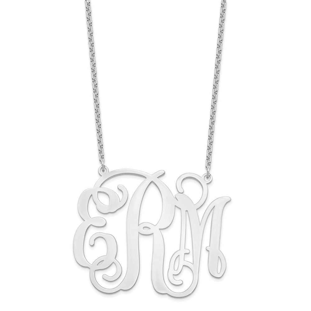 Sterling Silver/Rhod-pltd Extra Large Polished Cut Out Monogram Necklace