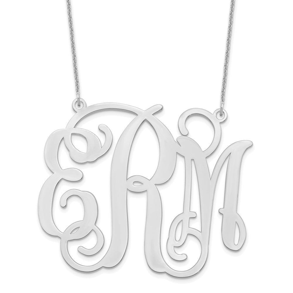 14KW Extra Large Polished Cut Out Monogram Necklace