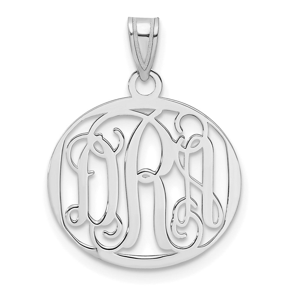 Sterling Silver/Rhodium-plated Small Round Monogram Pendant