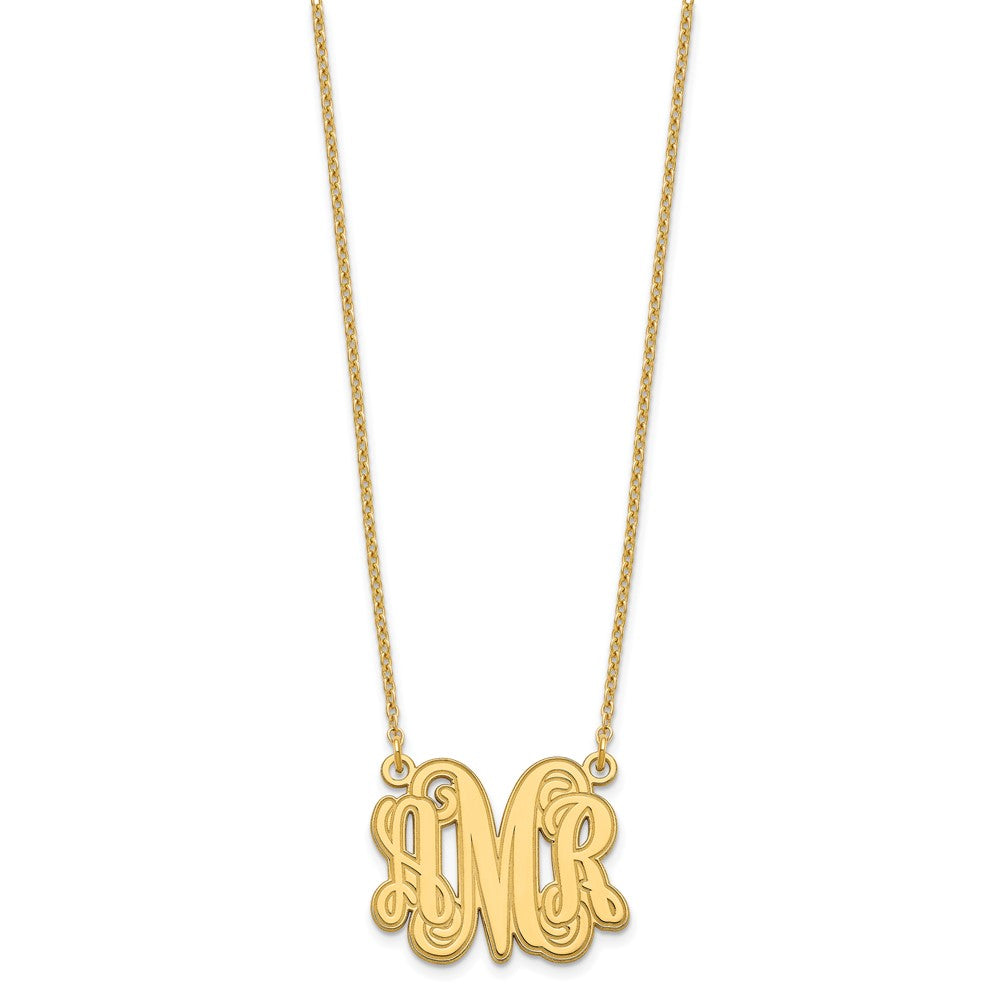 Sterling Silver/Gold-plated Etched Monogram Necklace